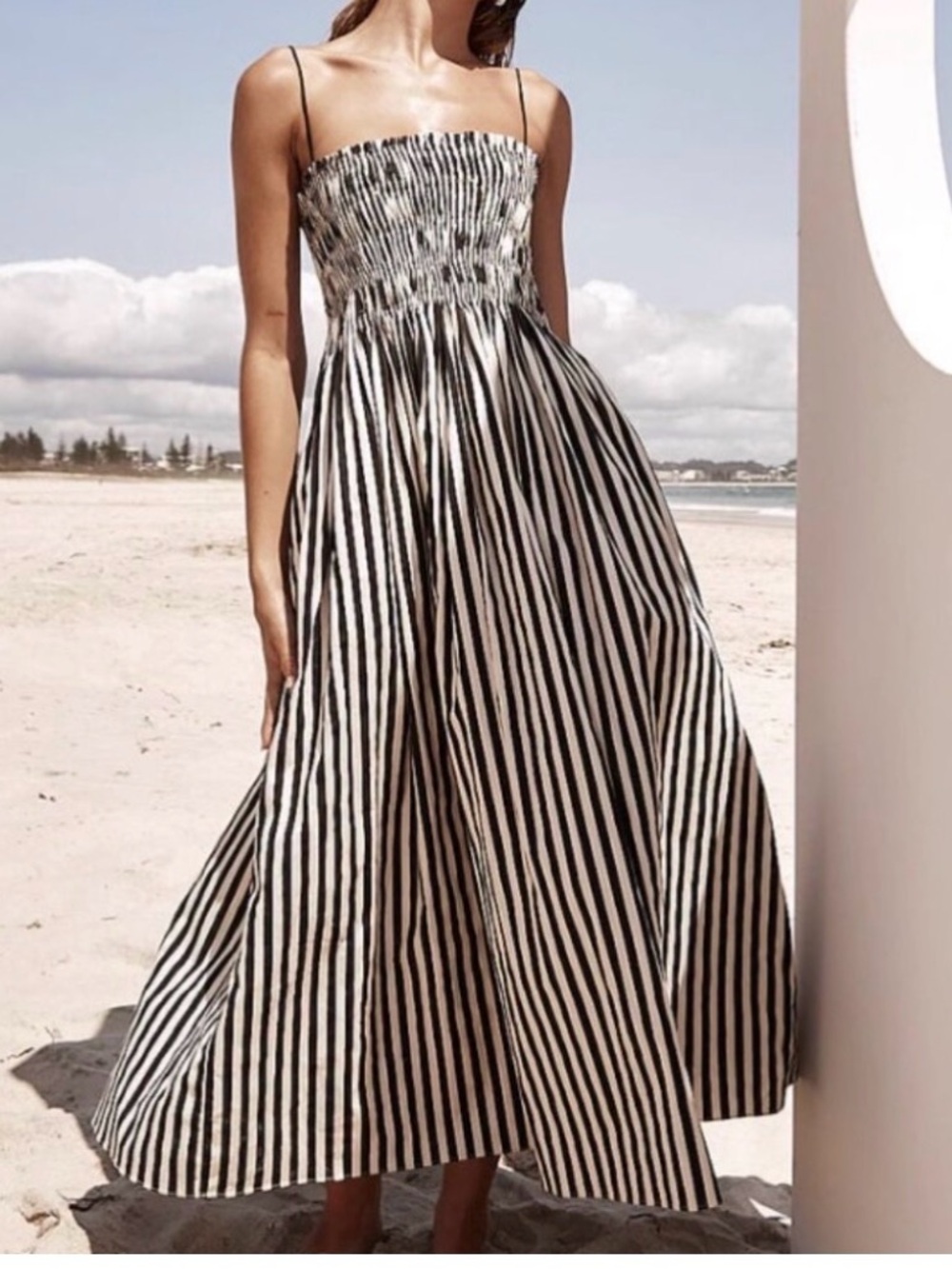 Runway Scout Striped Black and Cream Strapless Maxi Dress - Classic Summer Style